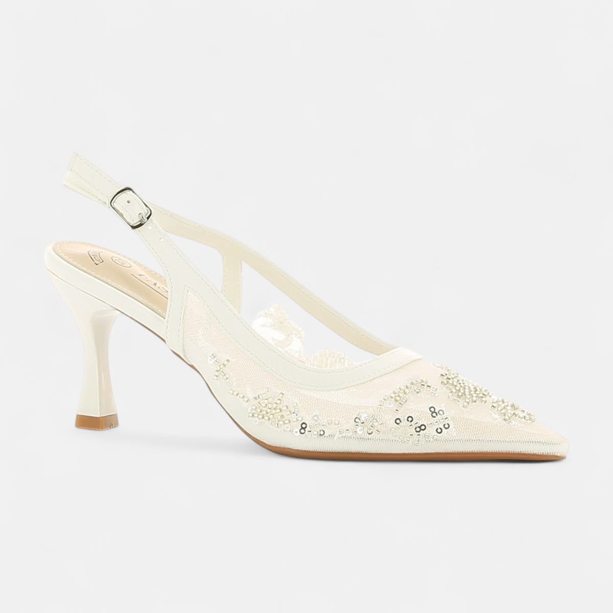 Escarpins avec bride arrière à talon Femme blanc