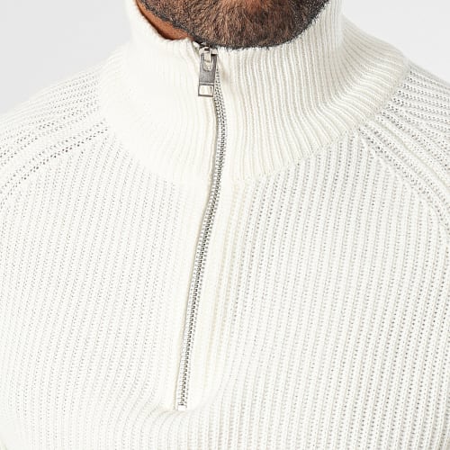 Pull Col Montant Pannel Beige Clair