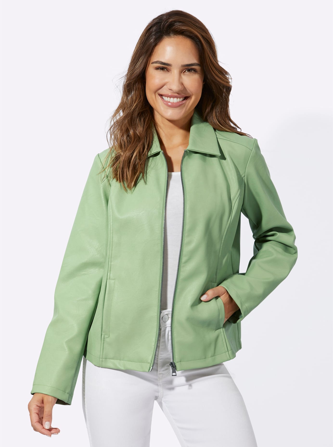 Classic Basics Lederimitatjacke ohne Kapuze