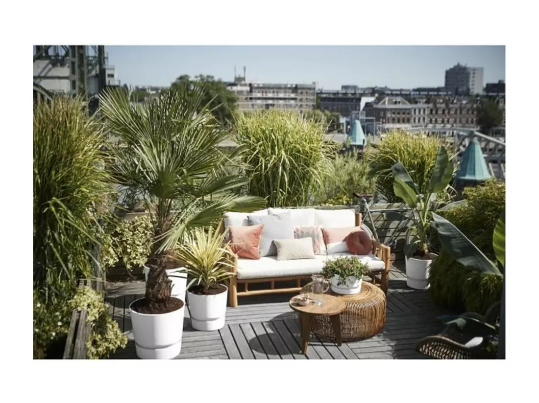 ELHO Pot de fleurs rond Greenville 25 - Exterieur - O 24,48 x H 23,31 cm - Blanc