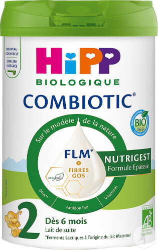 HIPP Biologique 2 Combiotic FLM Nutrigest Formule Épaissie Lait De Suite Bébés +6 Mois 800g