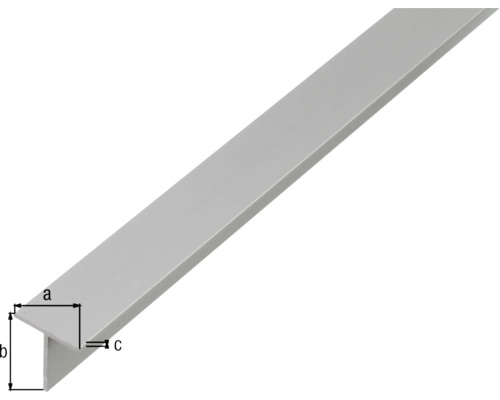 T-profiel aluminium, zilver geanodiseerd, 20x20x1,5mm, 2m