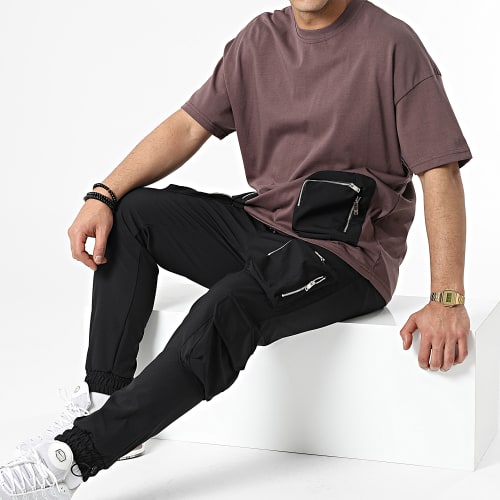 Ensemble Tee Shirt Poche Et Pantalon Jogging LL600 Prune