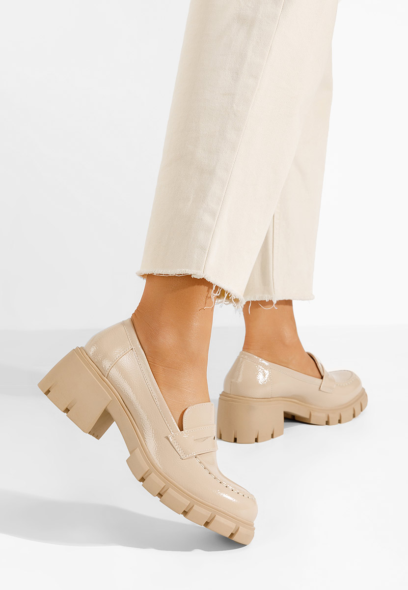 Mocassins pour femme vernis beige Falina