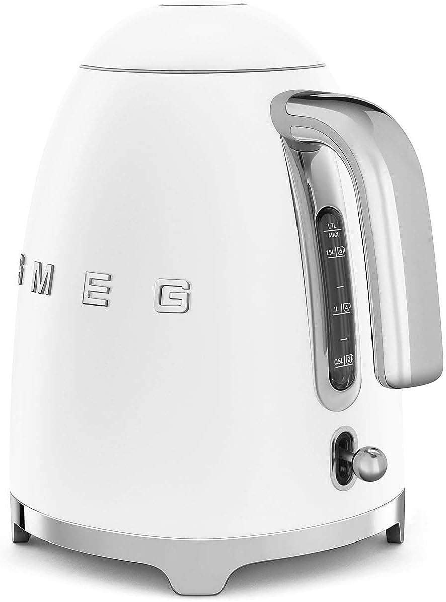 Smeg, Bouilloire Électrique KLF03PGEU 1,7 L, Filtre Anticalcaire Lavable, Arrêt Automatique de Sécurité, Indicateur de Niveau d'Eau, Base Antidérapante, Range Cordon, Puissance 2400W, Vert d'Eau