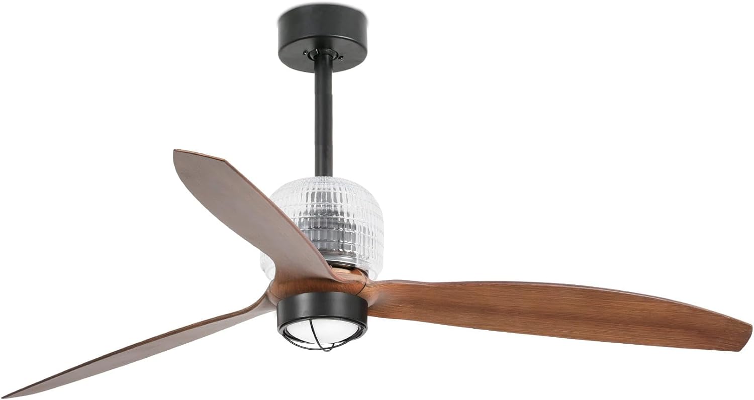 FARO BARCELONA DECO FAN LED Deckenventilator schwarz/Holz mit Gleichstrommotor 33395D-10-