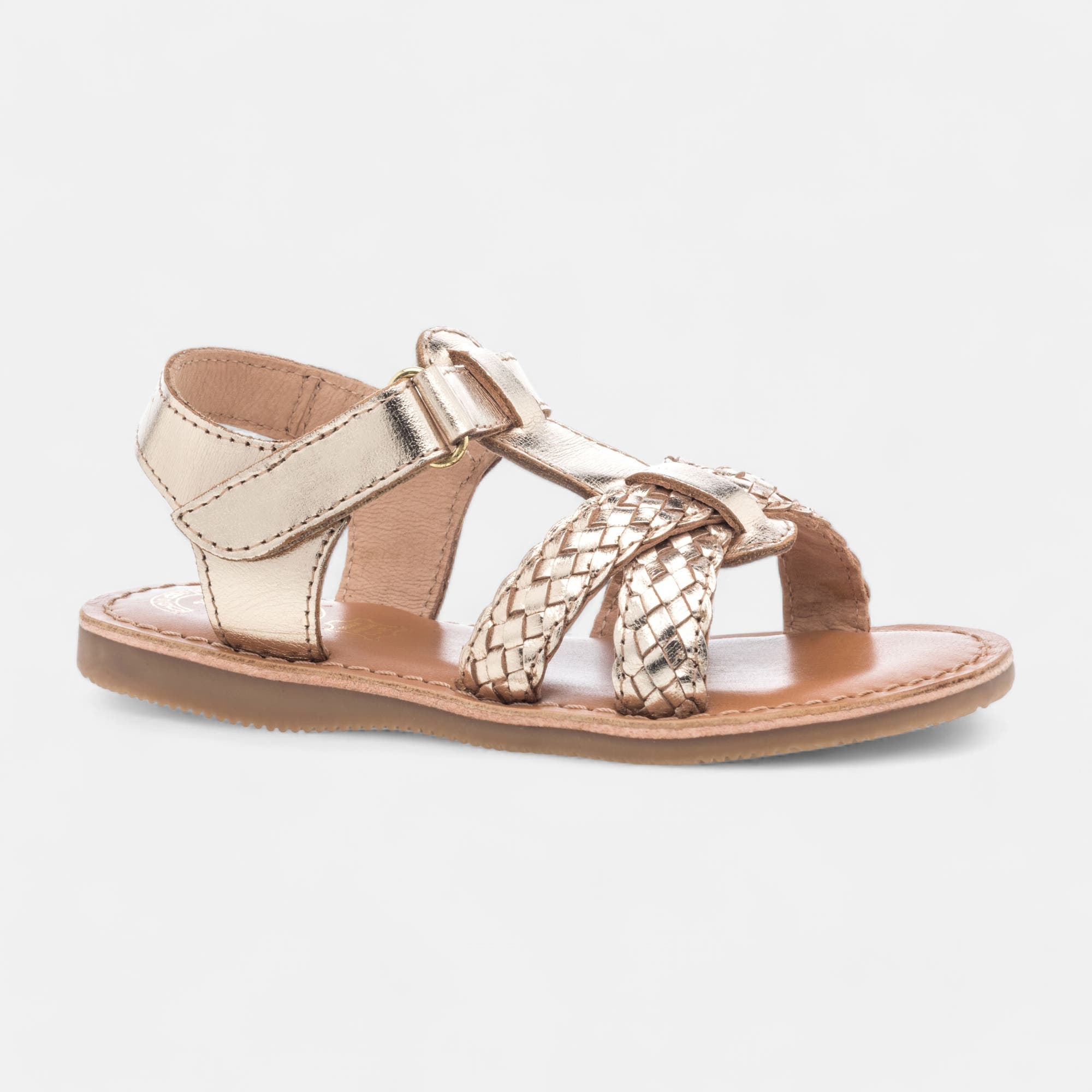 Nu-pieds Fille en cuir or