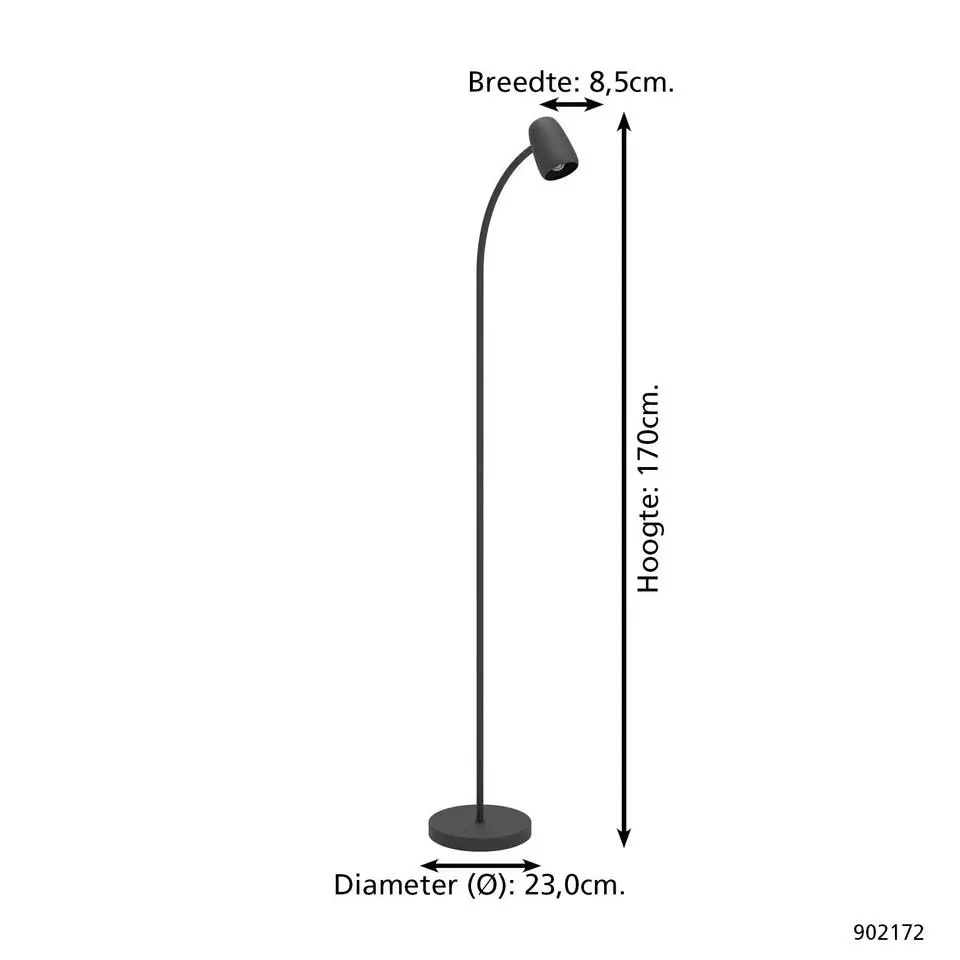 EGLO Carlo Vloerlamp - E14 - 170 cm - Zwart - Kantelbaar