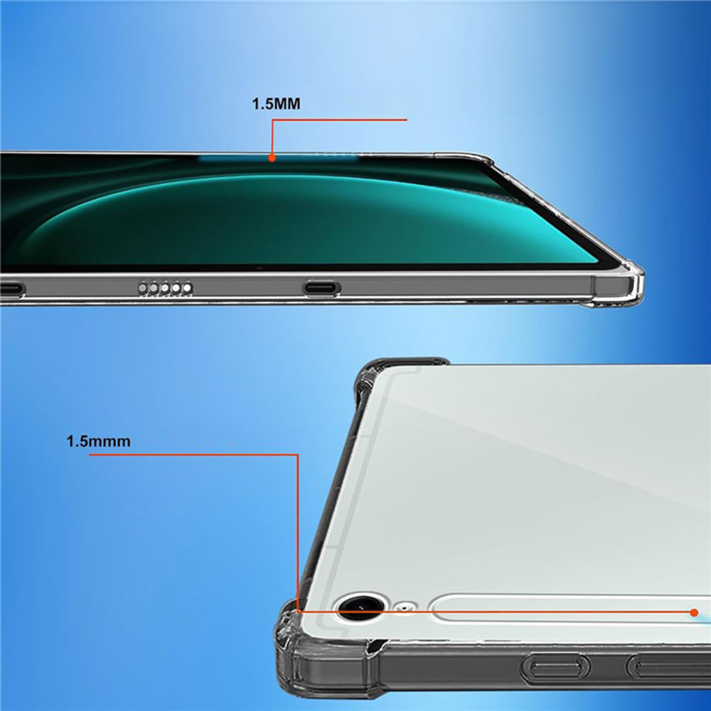 Samsung Galaxy Tab S10 Lite / S10 FE / Tab S9 FE Gummi Case Hülle Air Cushion Fallschutz   2x Display Glas - Transparent