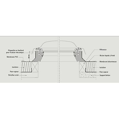Réhausse coupole Velux 60 x 60 x 15 cm