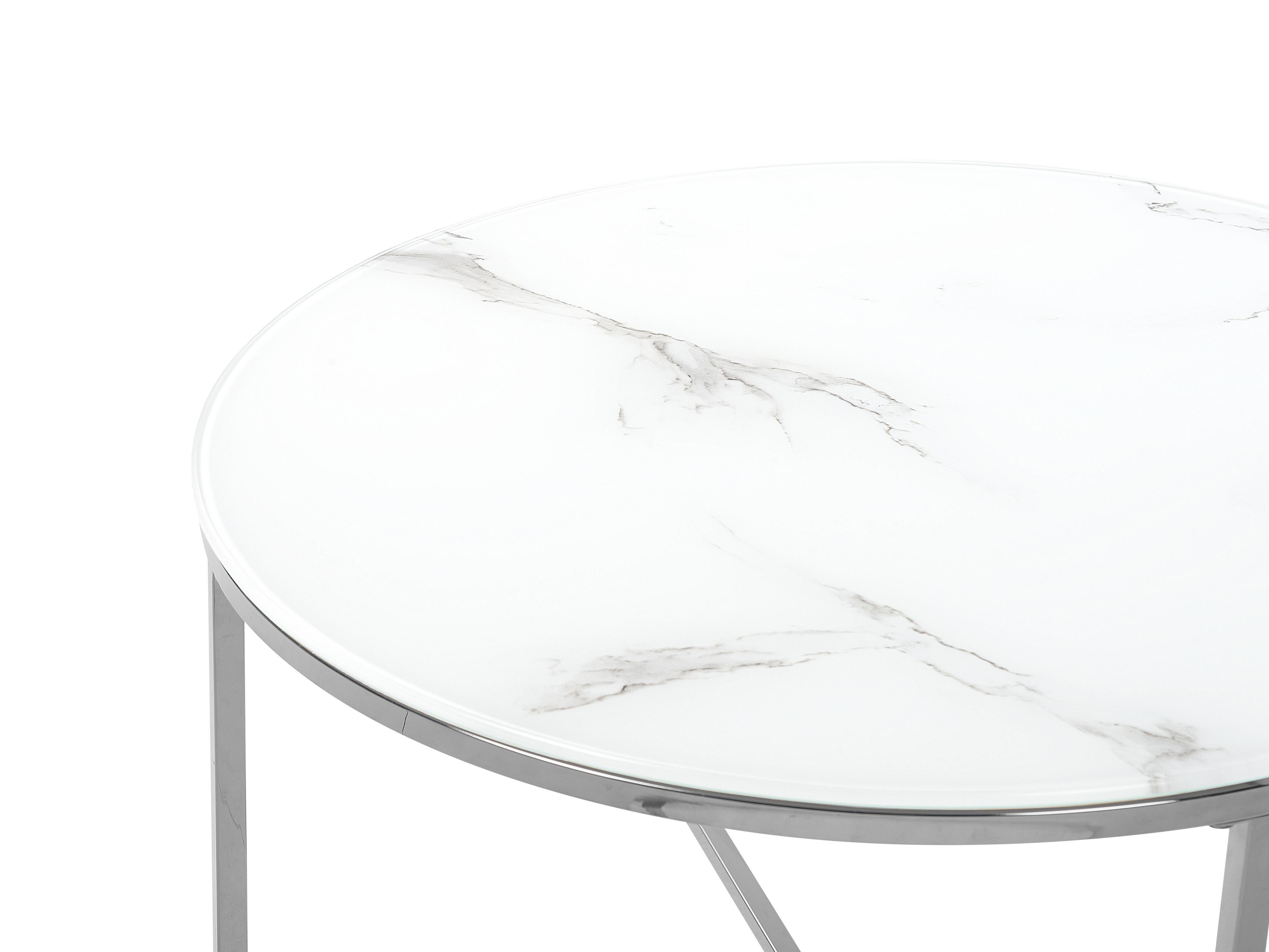 Salontafel QUINCY Veiligheidsglas Marmer/zilver