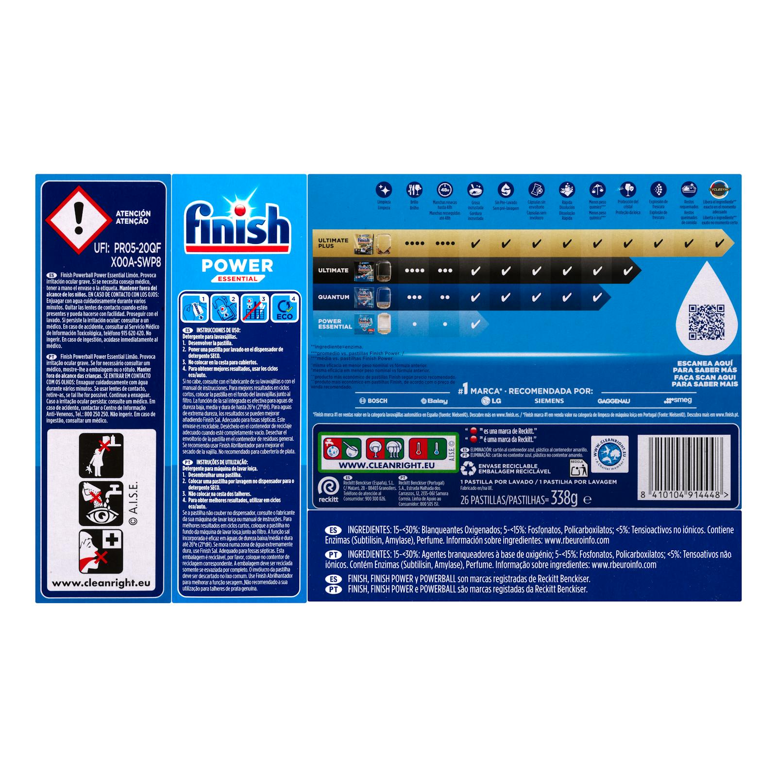 Tablettes pour lave-vaisselle Finish Power Essential Citron