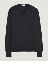 John Smedley Bobby Extra Fine Merino V-Neck Pullover Charcoal
