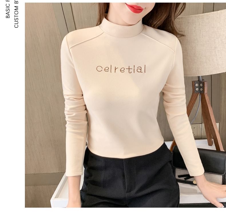 Enpheriado - T-shirt met lange mouwen, nephals en geborduurde letters, gevoerd met fleece