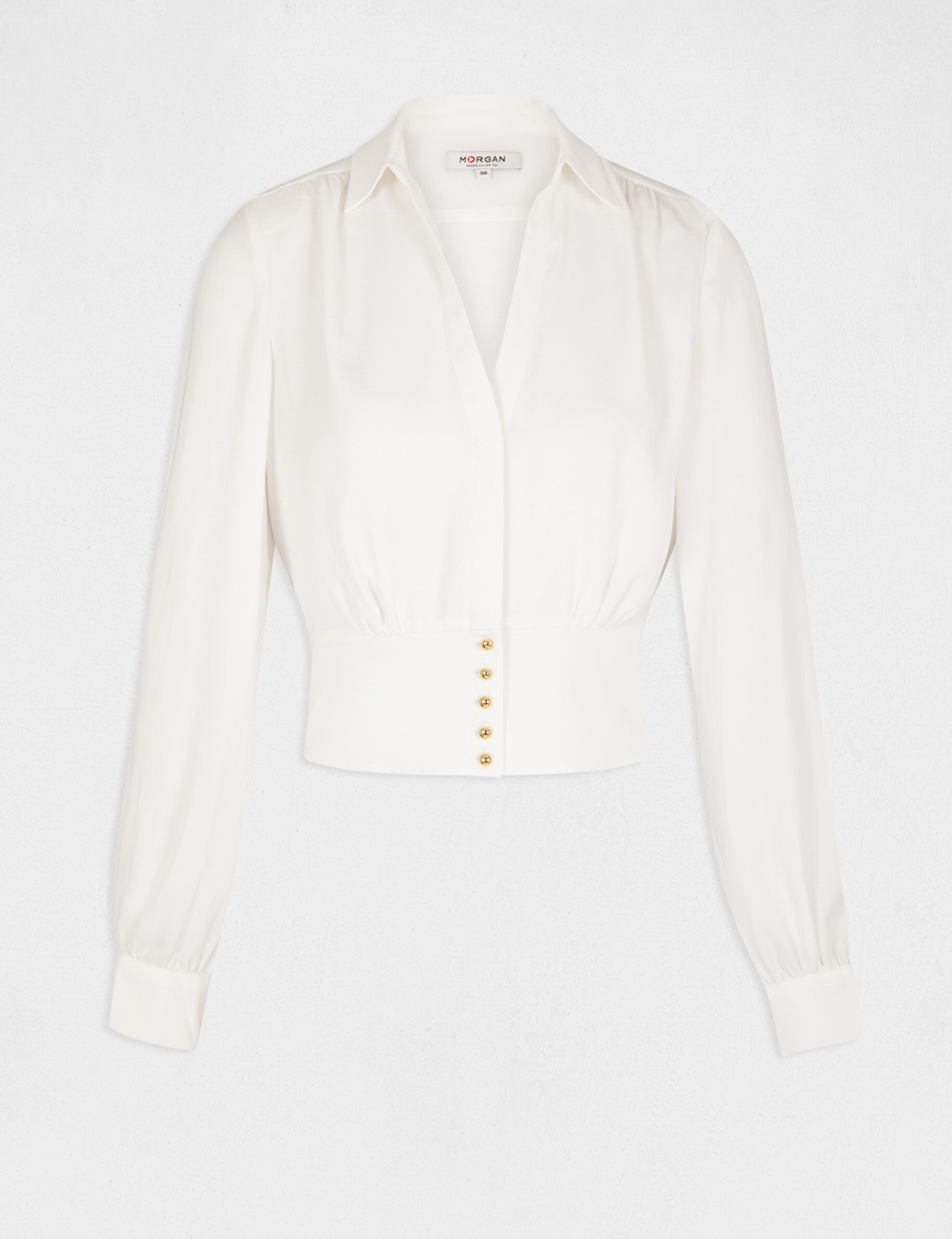 Blouse manches longues ecru femme - ecru