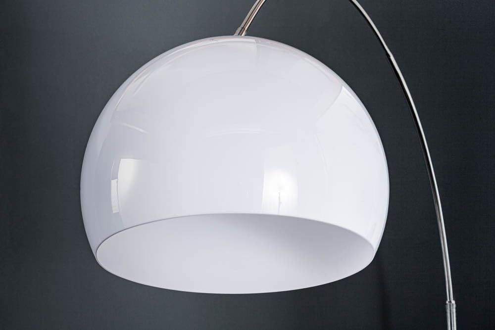 invicta INTERIOR Große Bogenlampe Lounge Deal weiß Marmor Fuß Stehlampe Bogenleuchte ausziehbar E27 Wohnzimmerlampe auch für LED