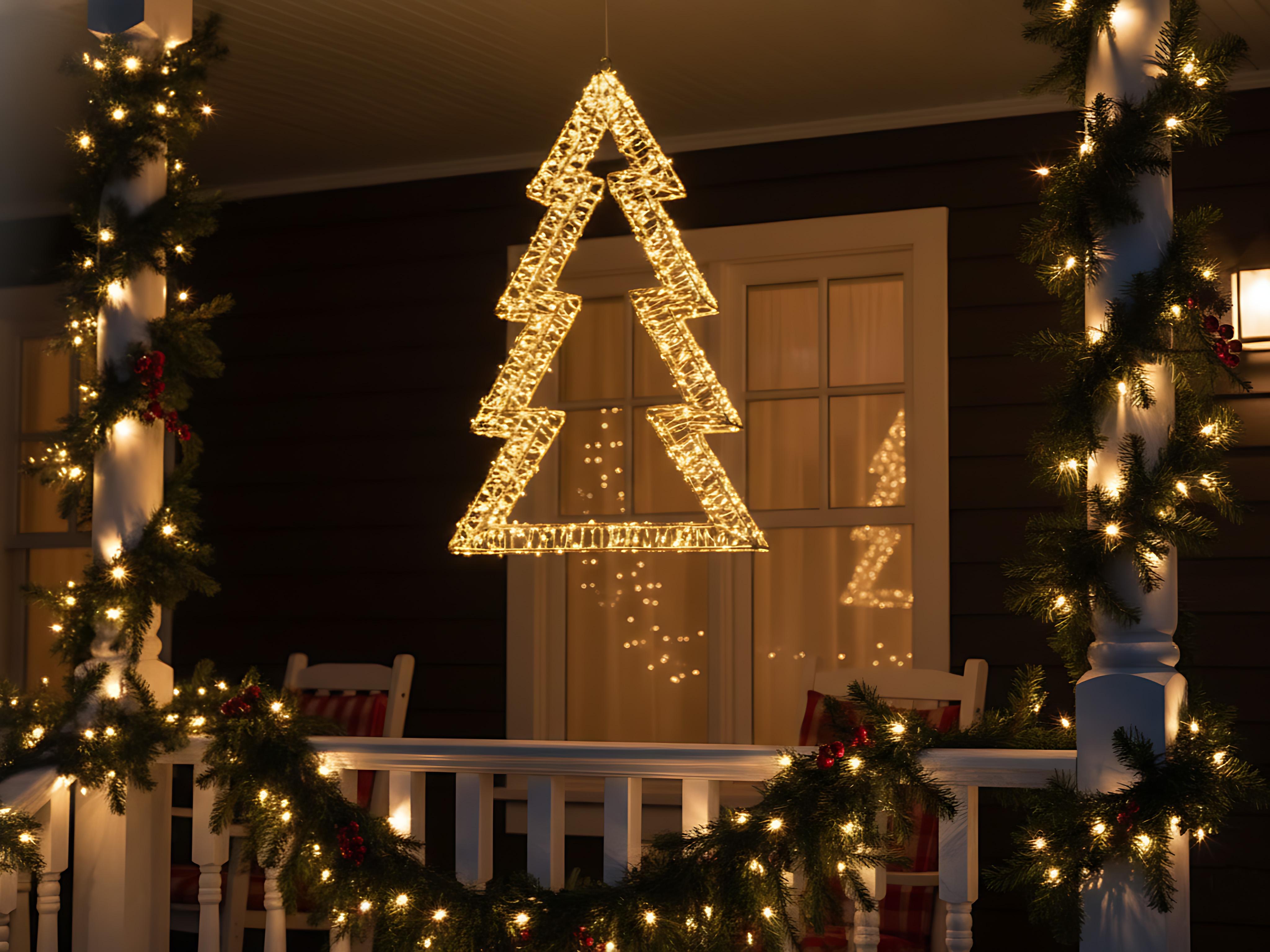 Buitendecoratie LED AKERAN Kerstboom 60 cm Zilver