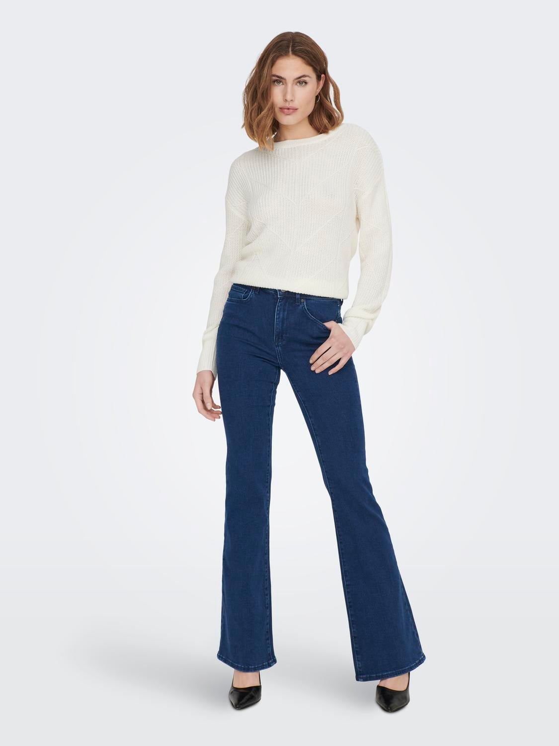ONLHELLA Hohe Taille Retro-Fit, ausgestellt Jeans Medium Blue Denim