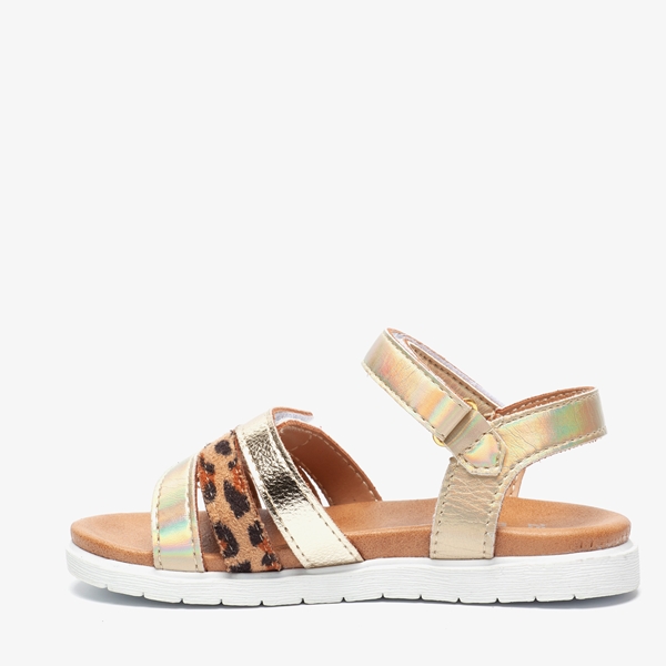 Blue Box meisjes sandalen goud met luipaardprint