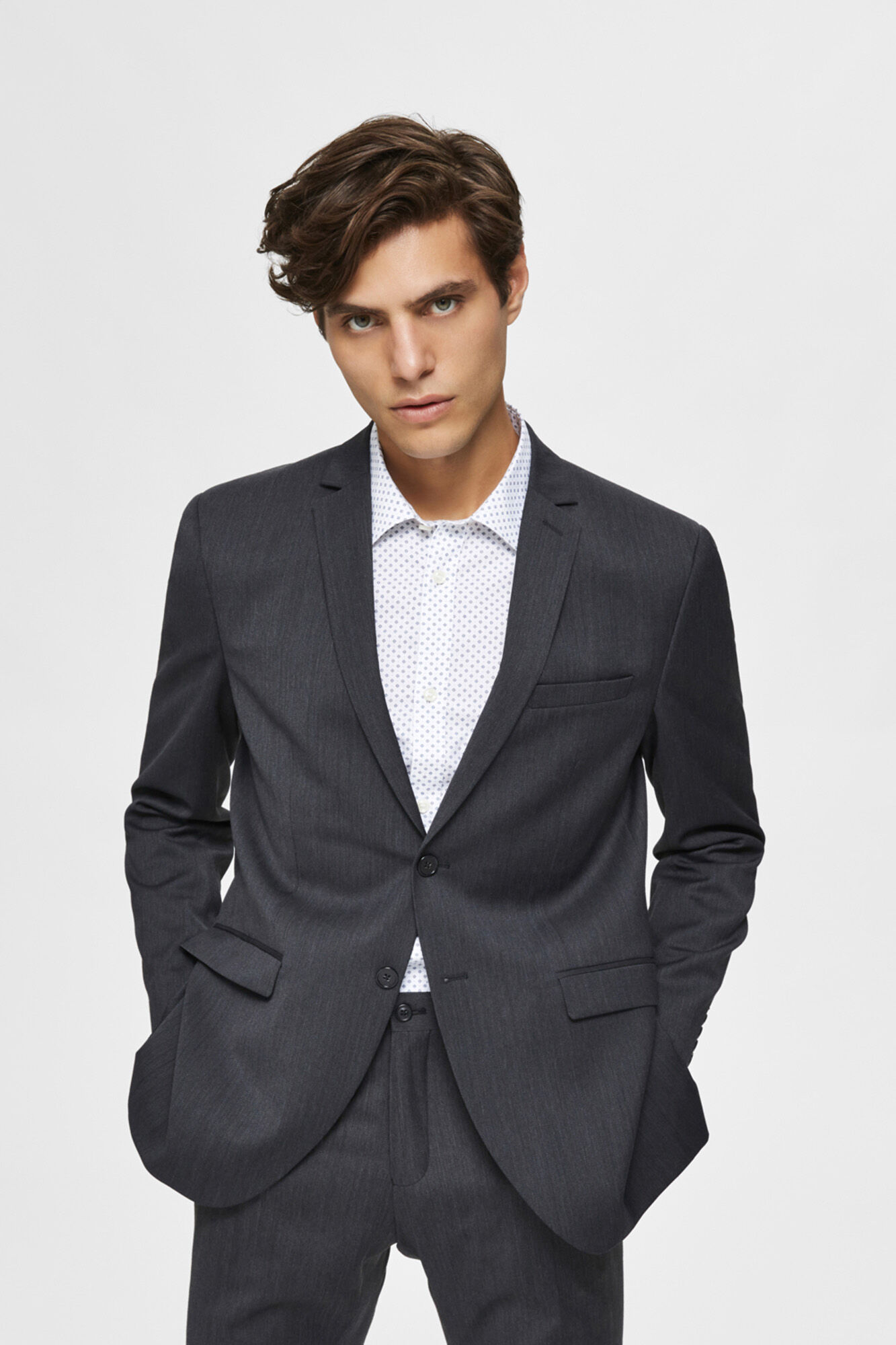 Blazer Slim com solapas - Cinza