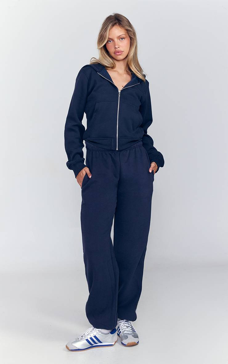 Bleu Marine Sweat À Casynthétiqueche Court Zippé
