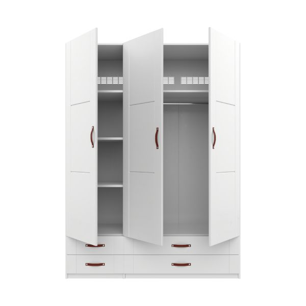 LIFETIME Kidsrooms Kledingkast 3-Deurs - 4 Laden - White Wash