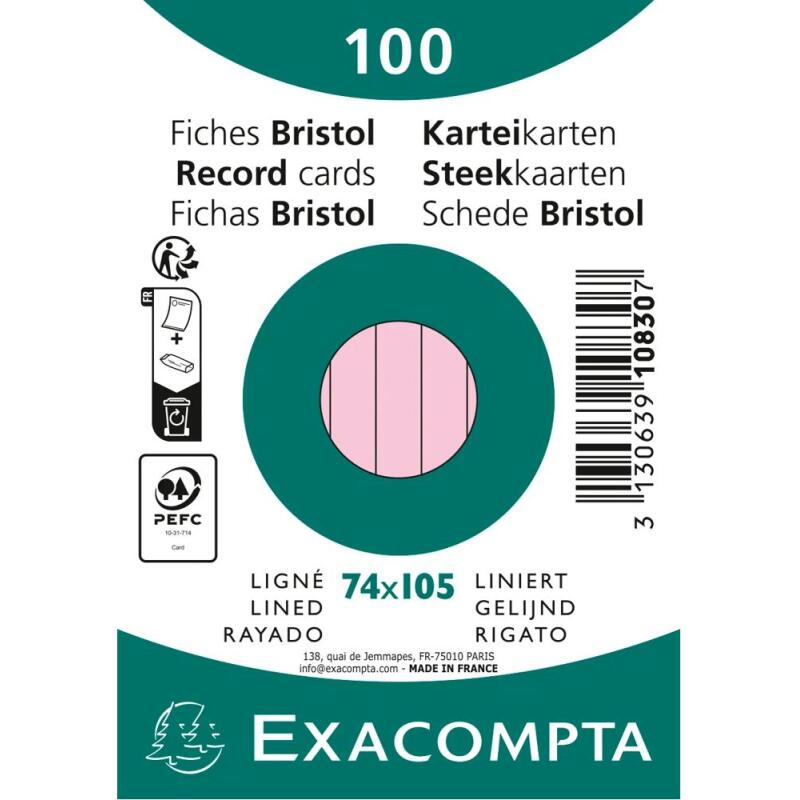Fiches bristol, A7, ligné