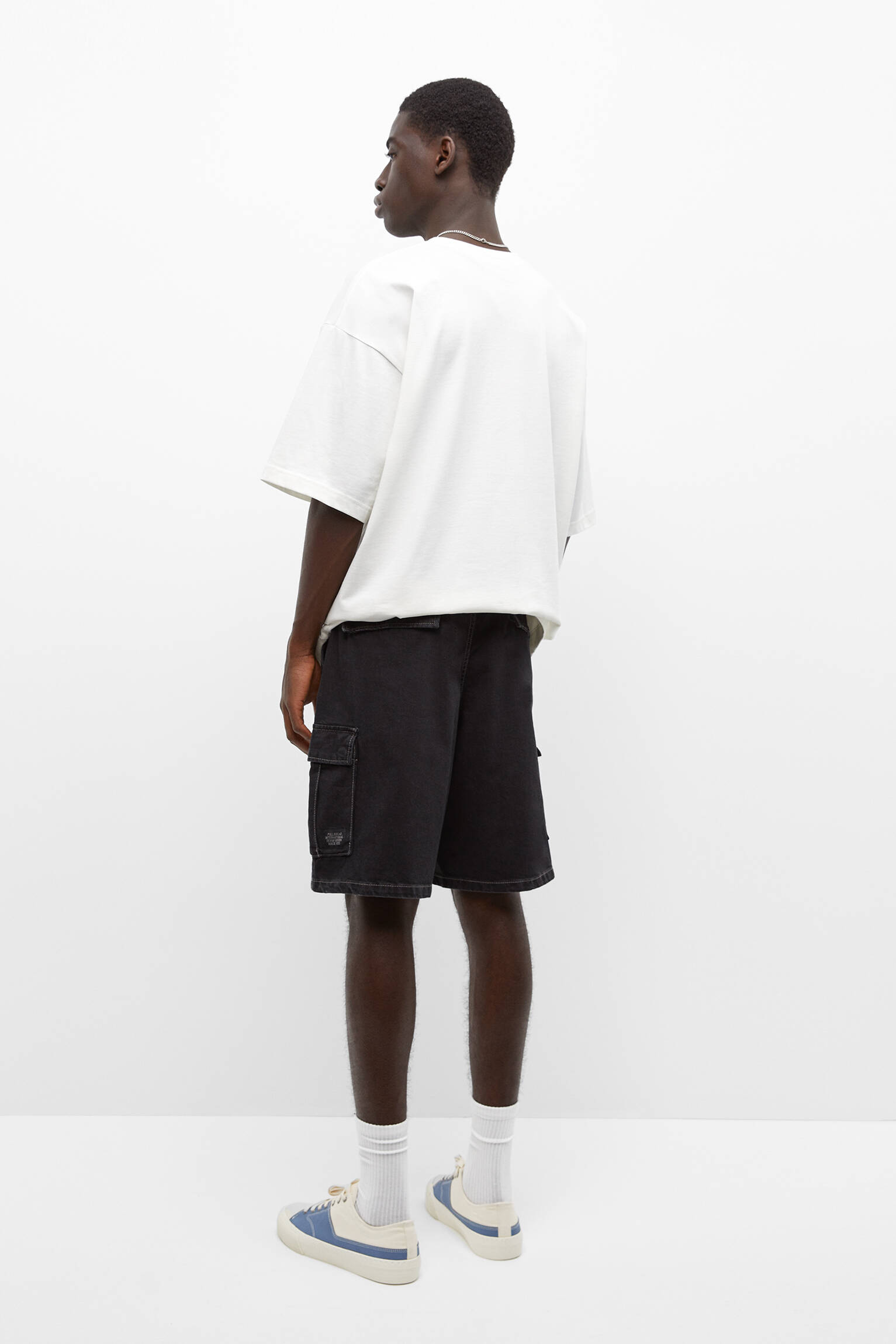 Bermuda cargo jeans - preta