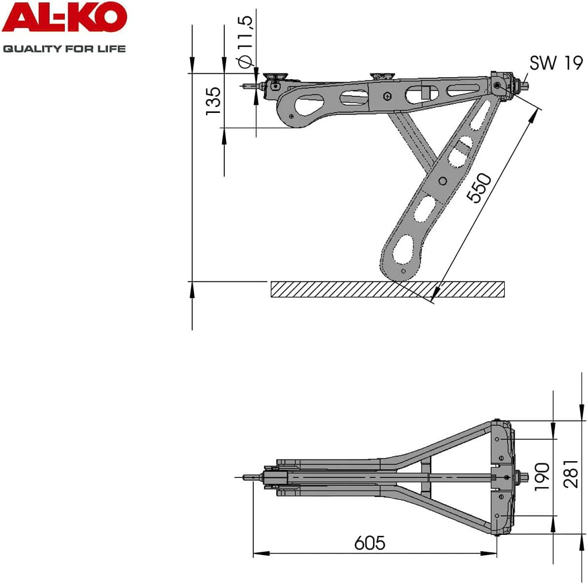 WAMO Steckstütze Premium 1250kg lang