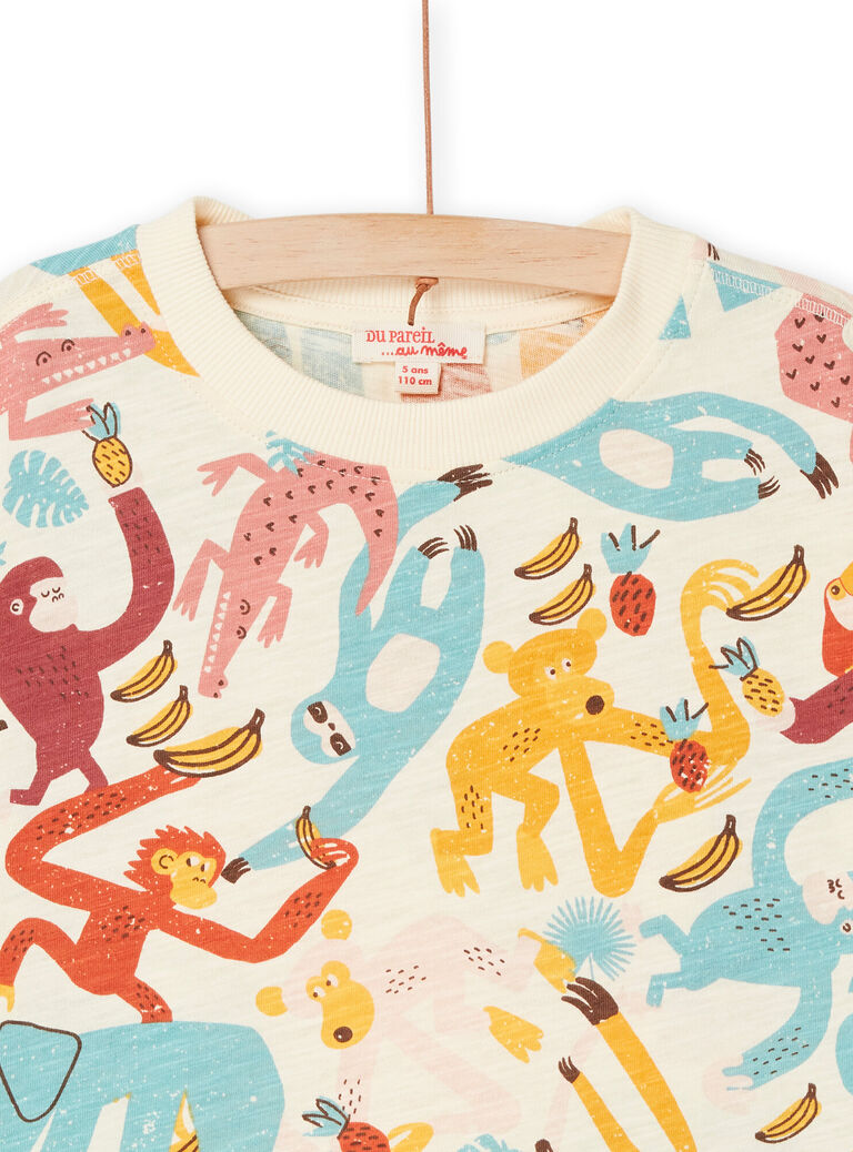 T-shirt blanc crème à imprimé animaux sauvages