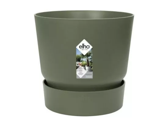 ELHO Pot de fleurs rond Greenville 25 - Exterieur - O 24,48 x H 23,31 cm - Vert feuille
