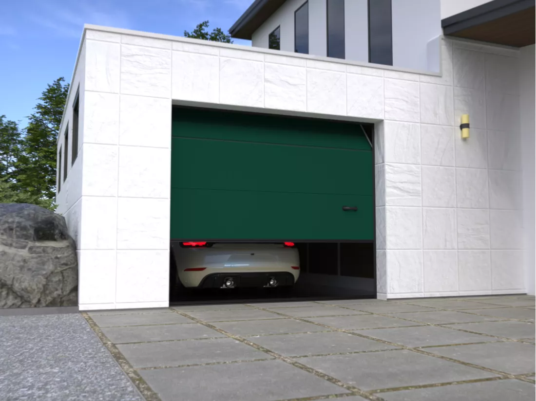 Porte de garage sectionnelle sur mesure lisse verte - ASINARIA