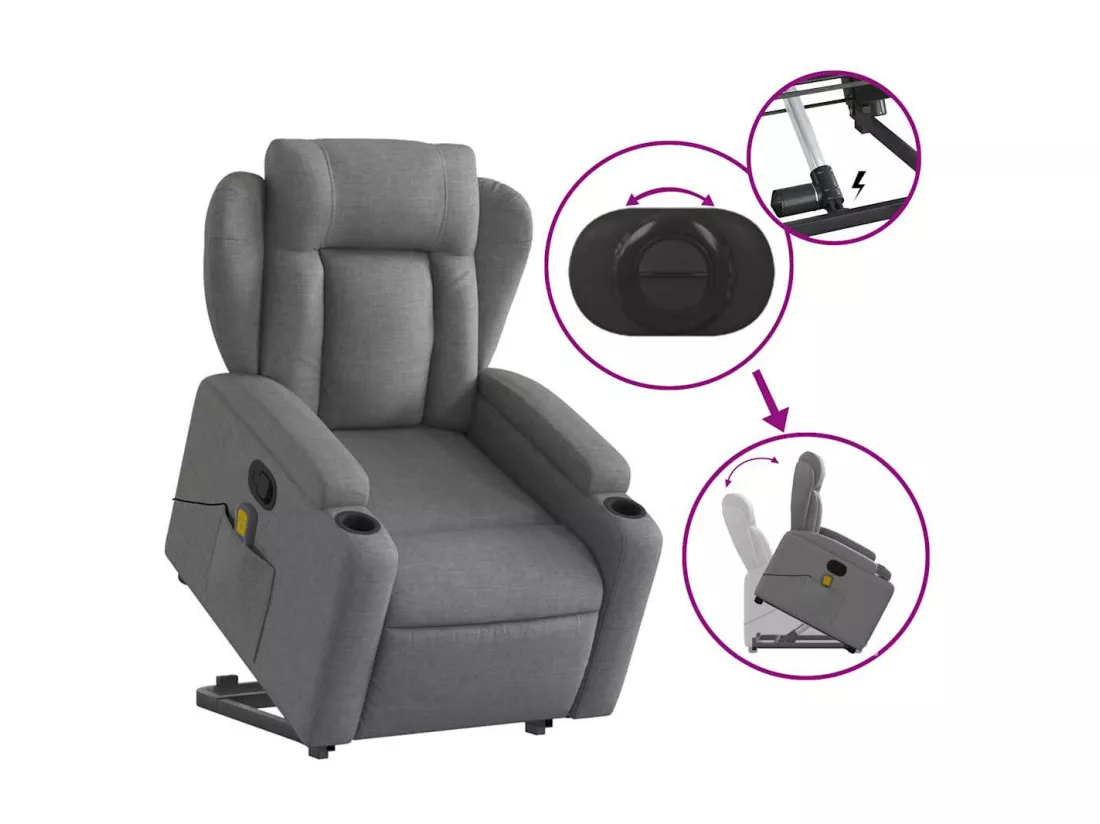 Fauteuil massant inclinable Gris foncé Tissu