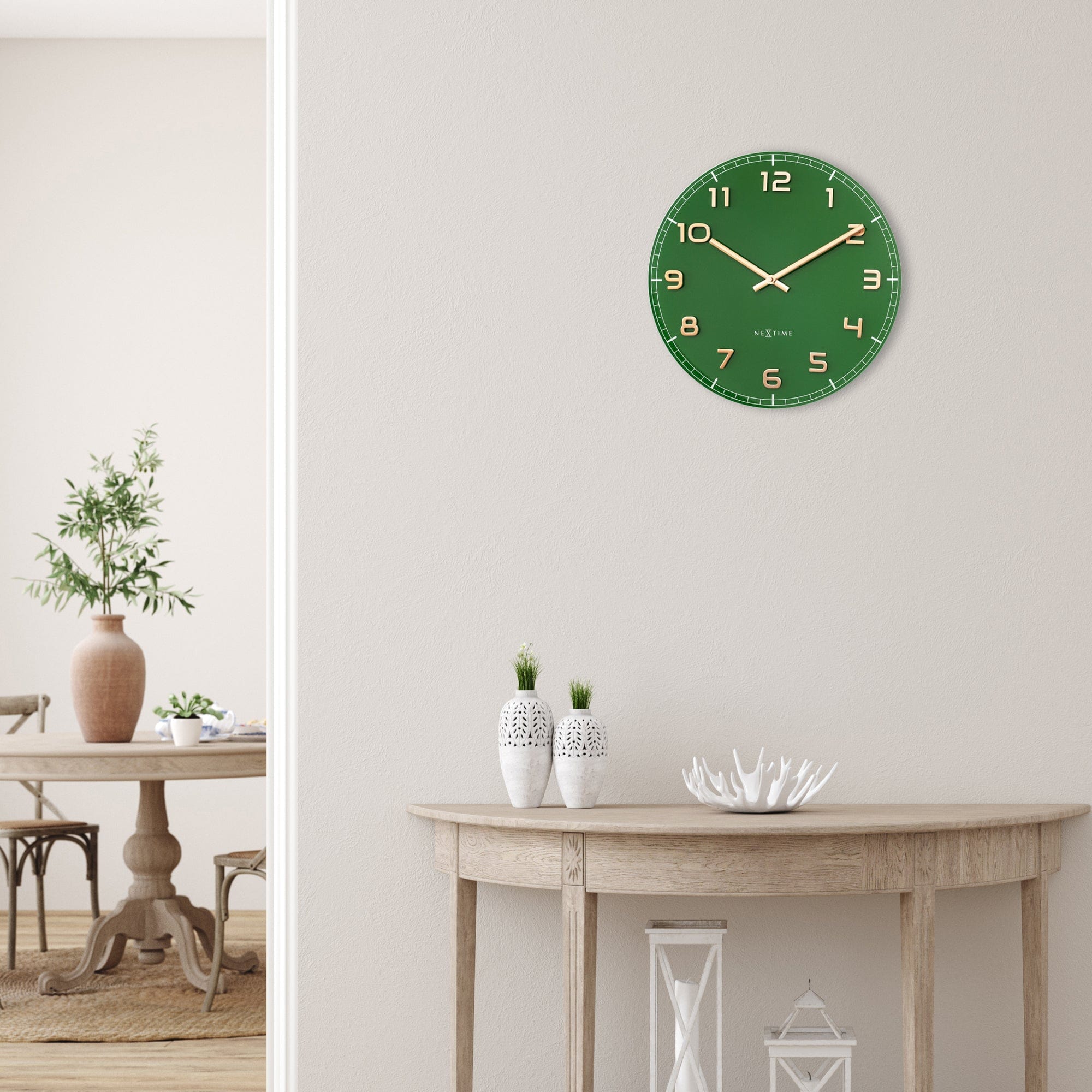 NeXtime - Wandklok 40cm-Stil-Groen-Glas|Aluminium-NeXtime 