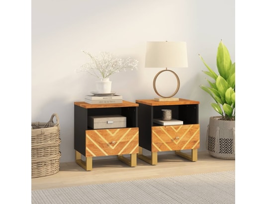 VIDAXL - Tables de chevet 2 pcs marron et noir bois de manguier solid...