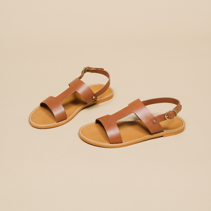 Sandales  en cuir cognac