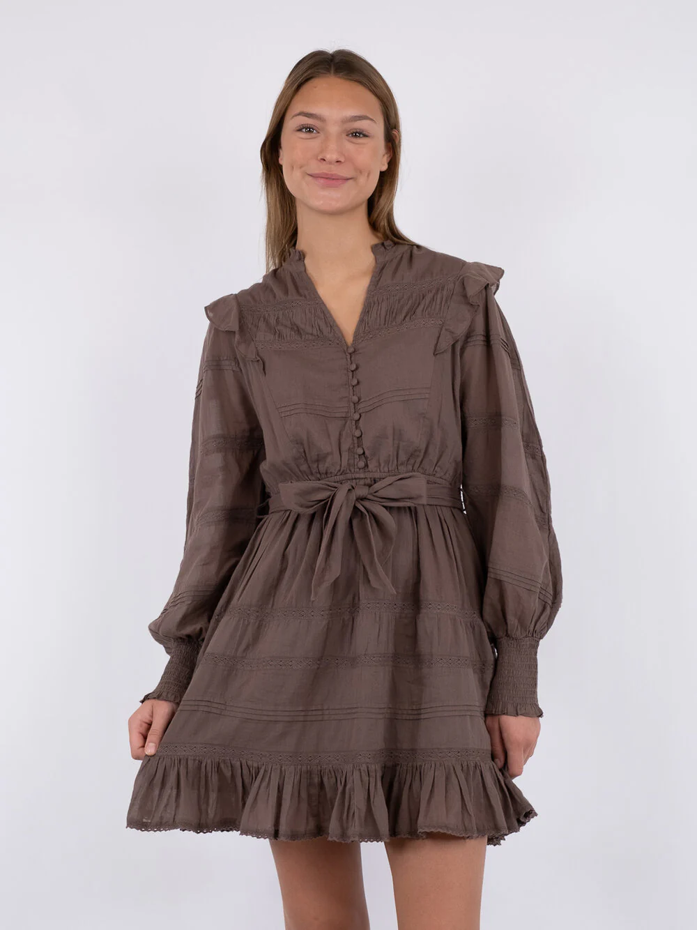 Neo Noir  Salli S Voile kjole - lysebrun