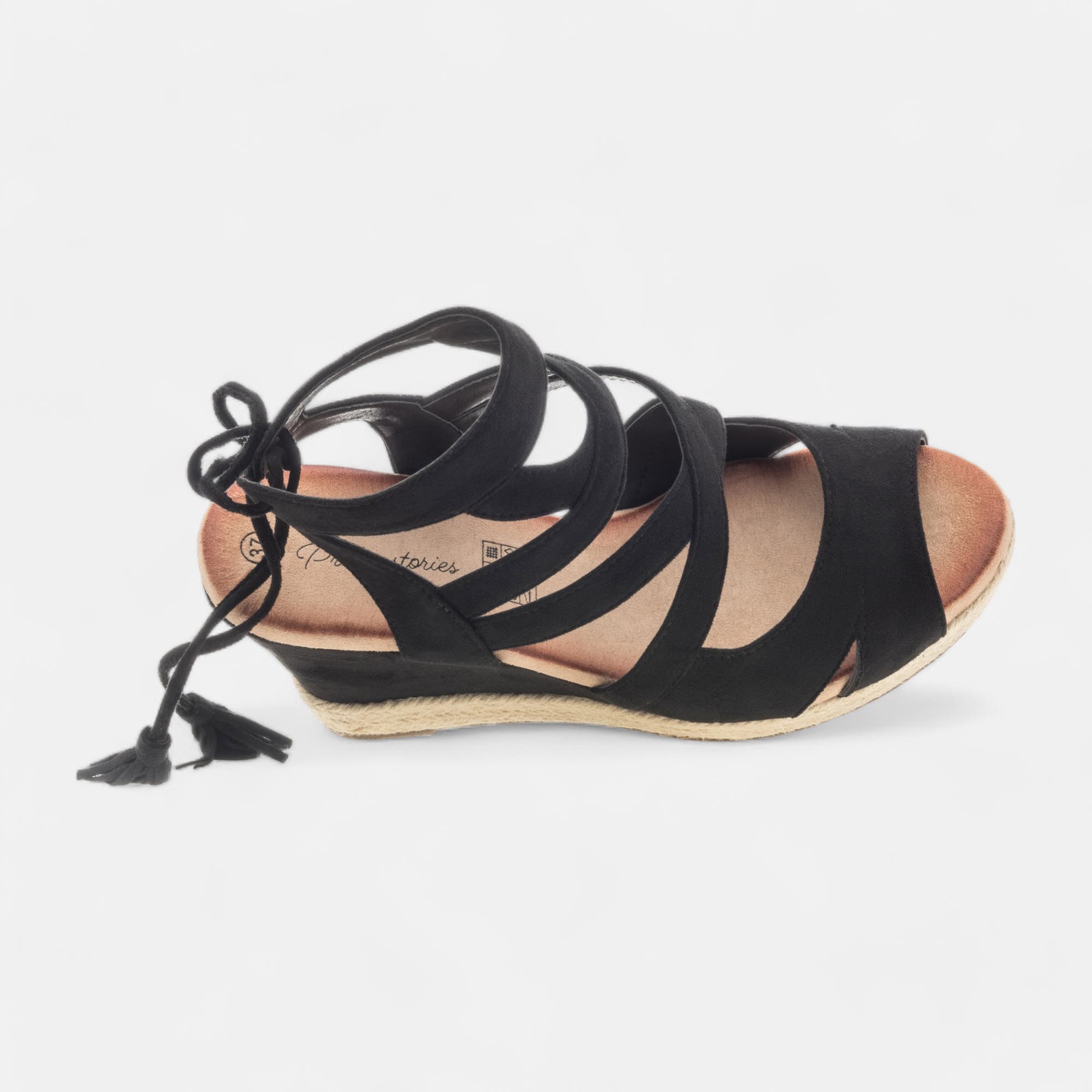 Nu-pieds à talon compensé Femme noir