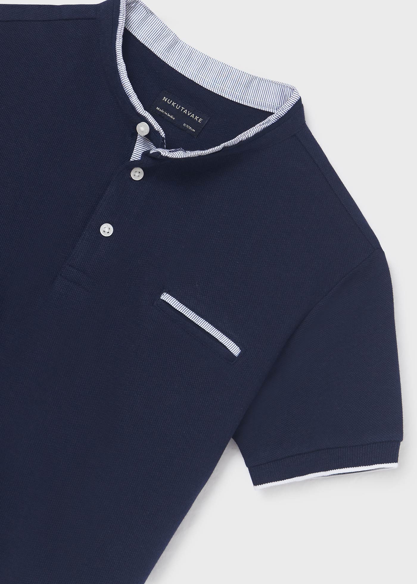 Camisa polo infantil de algodão com gola mandarim