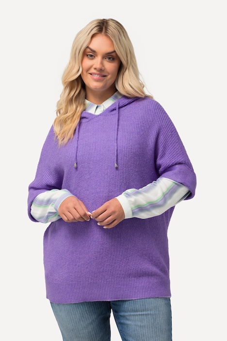 Pullover, Kapuze, Oversized, Halbarm, Fancystrick