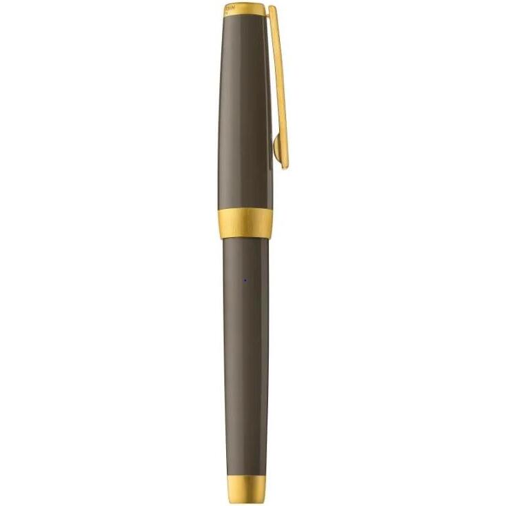 Stylo roller, corps résine de couleur étoupe, attributs or jaune brossé - Taupe