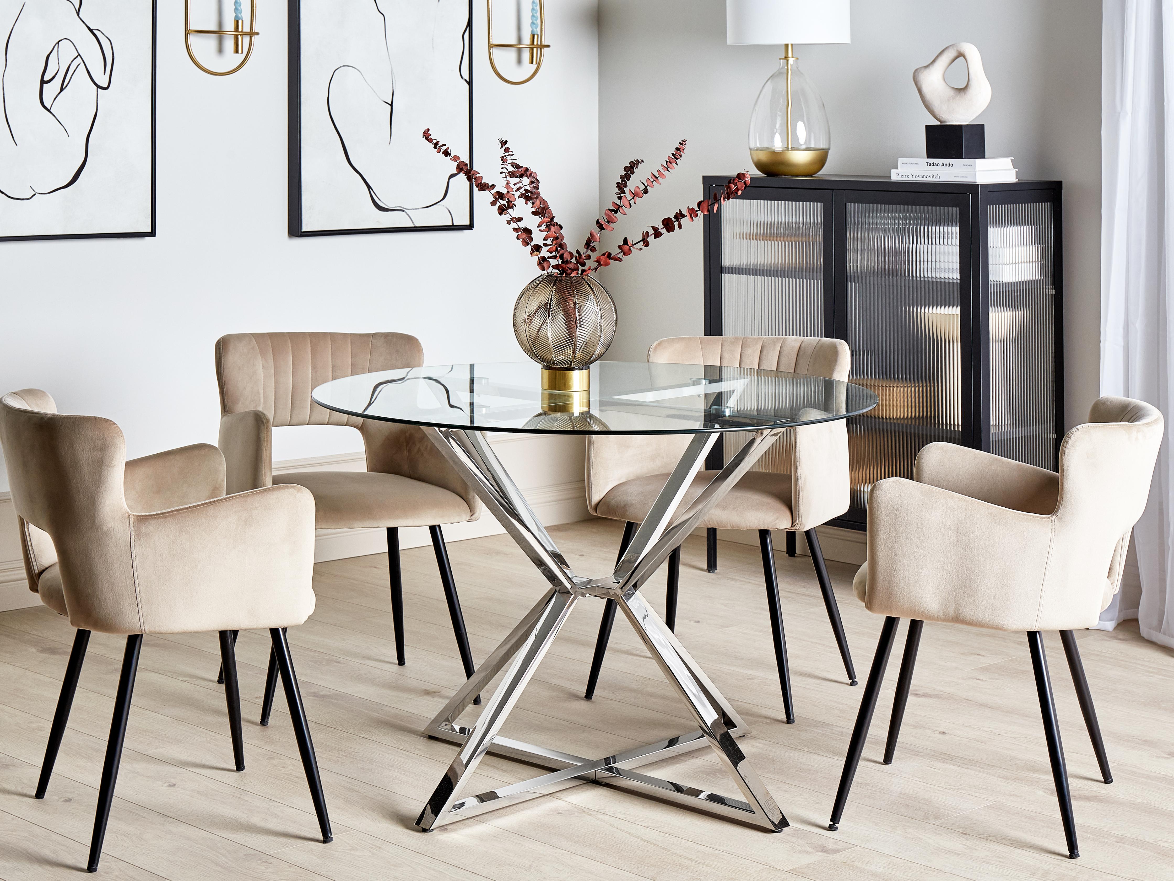 Eettafel BOSCO Zilver 105 cm Veiligheidsglas 105 cm