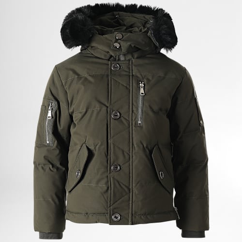 Parka Capuche Fourrure Enfant FD898 Vert Kaki
