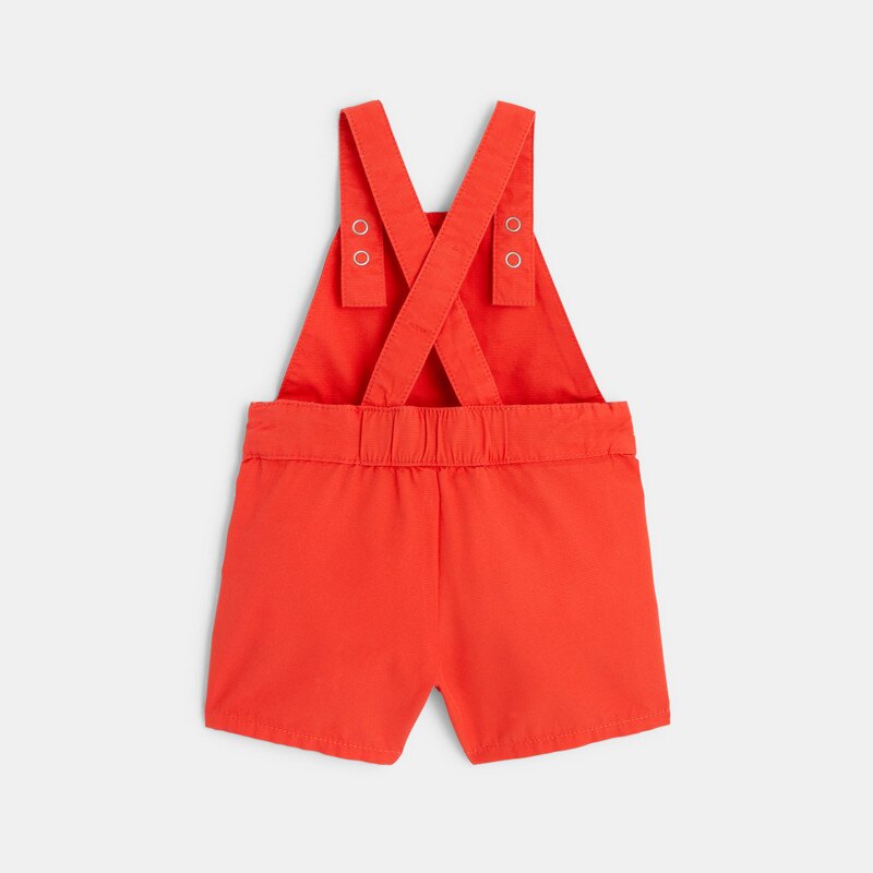 Salopette short coton fantaisie rouge bébé fille Rouge