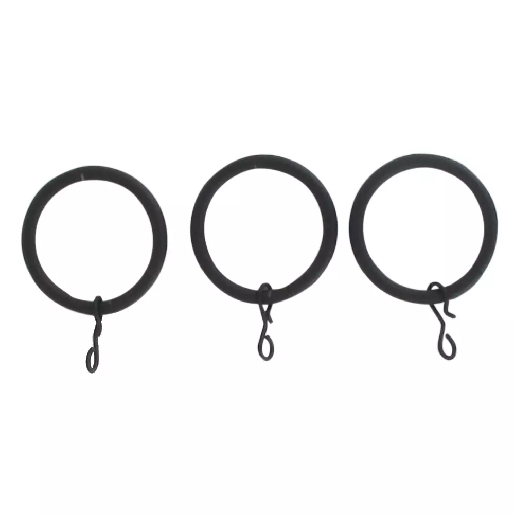 Lot de 8 anneaux tringle rideau (D20 mm) Jim Noir mat
