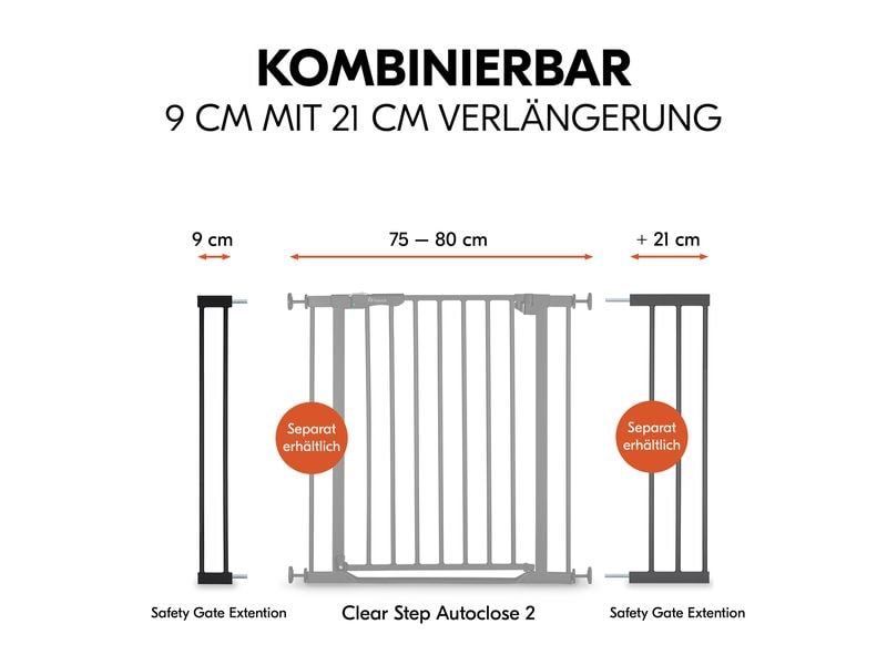 Hauck Verlängerung Türschutzgitter 9 cm Schwarz Safety Gate Extension für gängige Hauck Schutzgitter