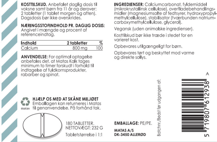 Matas Striber Kalk 400 mg 180 tabl.