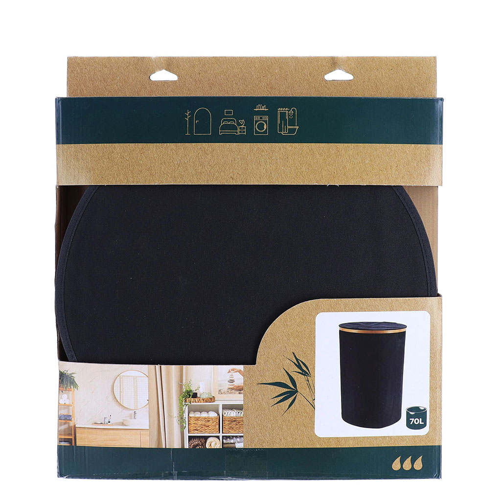 Panier linge chic rond noir 40x60cm