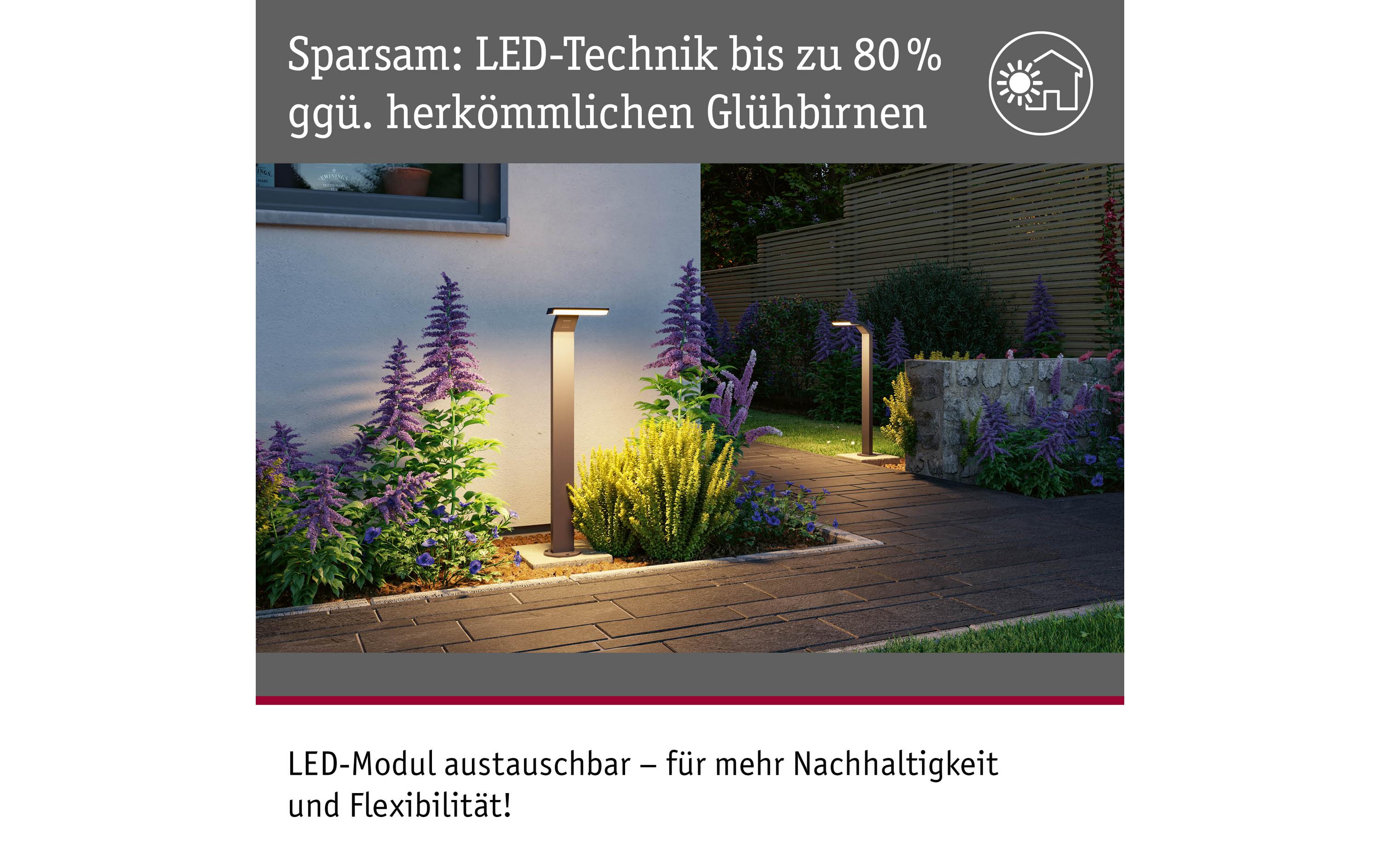 Sockelleuchte LED Zenera, 10W, 2200K, Anthrazit<br>LED Pollerleuchte