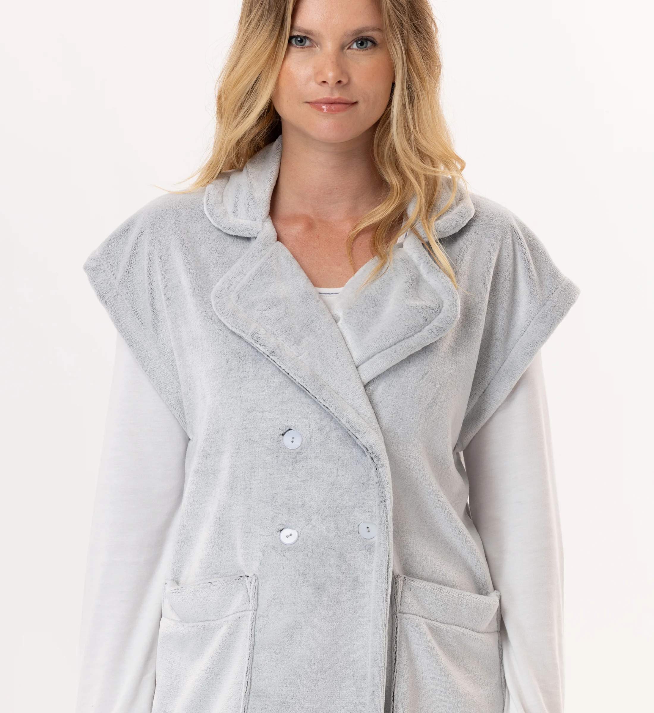 ESSENTIEL 876 - Veste en peluche flanelle | Gris